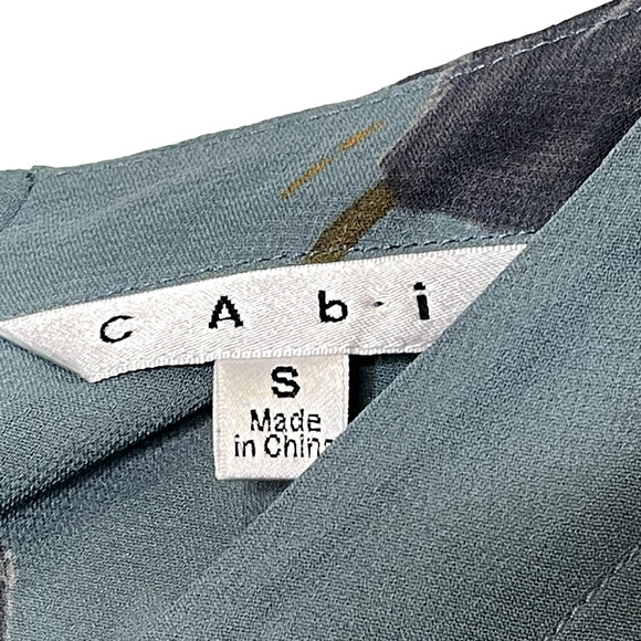 CAbi Tank Top Size Small Green‎ Floral Sheer Lightweight Boho Womens Back Tie - Picture 7 of 8